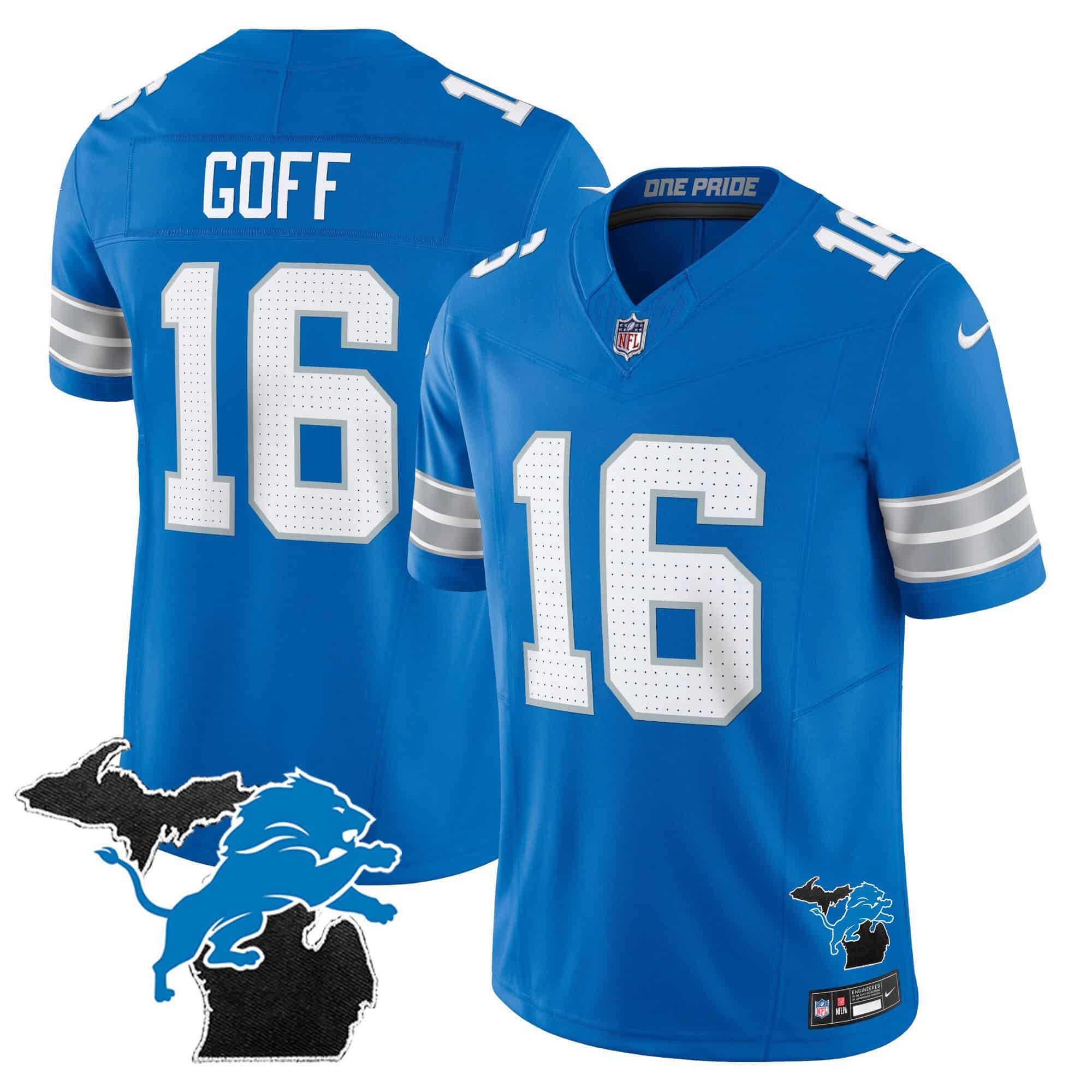 Men Detroit Lions #16 Goff Blue 2024 Nike Michigan Patch Vapor Limited NFL Jersey->indianapolis colts->NFL Jersey